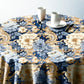 Cream And Blue Floral Round Tablecloth