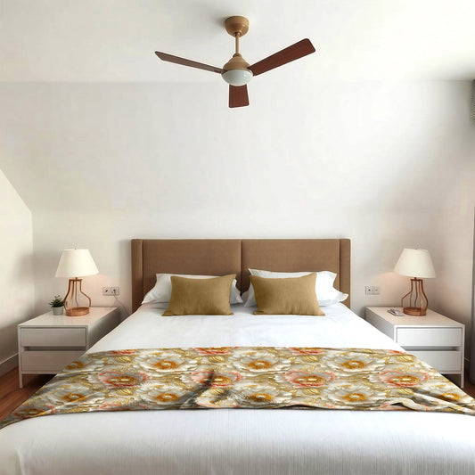 Cream And Gold Light Bed Throw