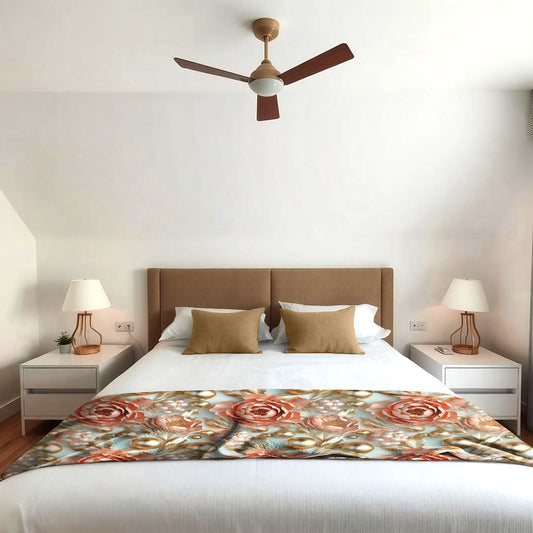 Cream And Peach Peonies Light Bed Throw