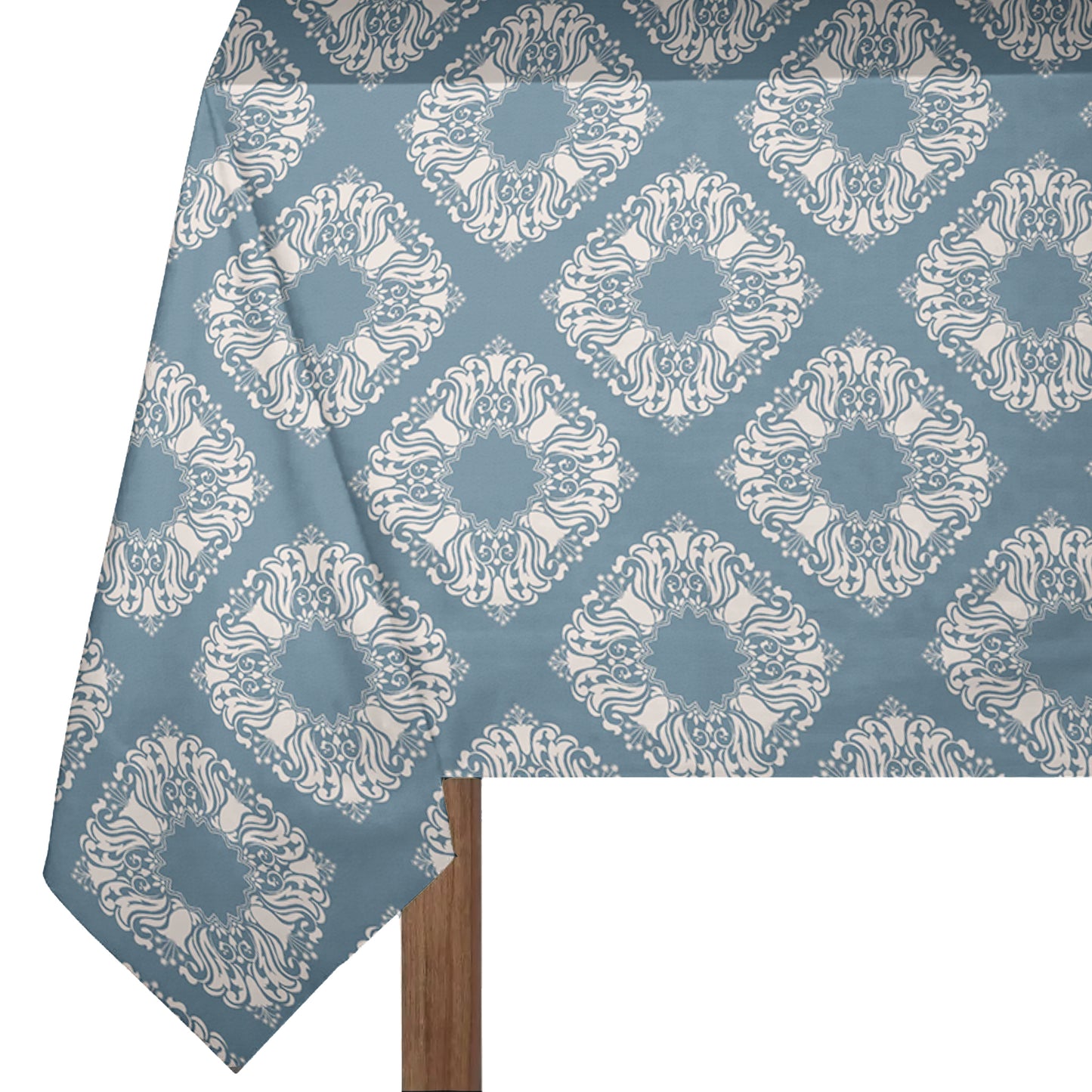 Cream Block Pattern on Sage Green 3m Rectangle Tablecloth