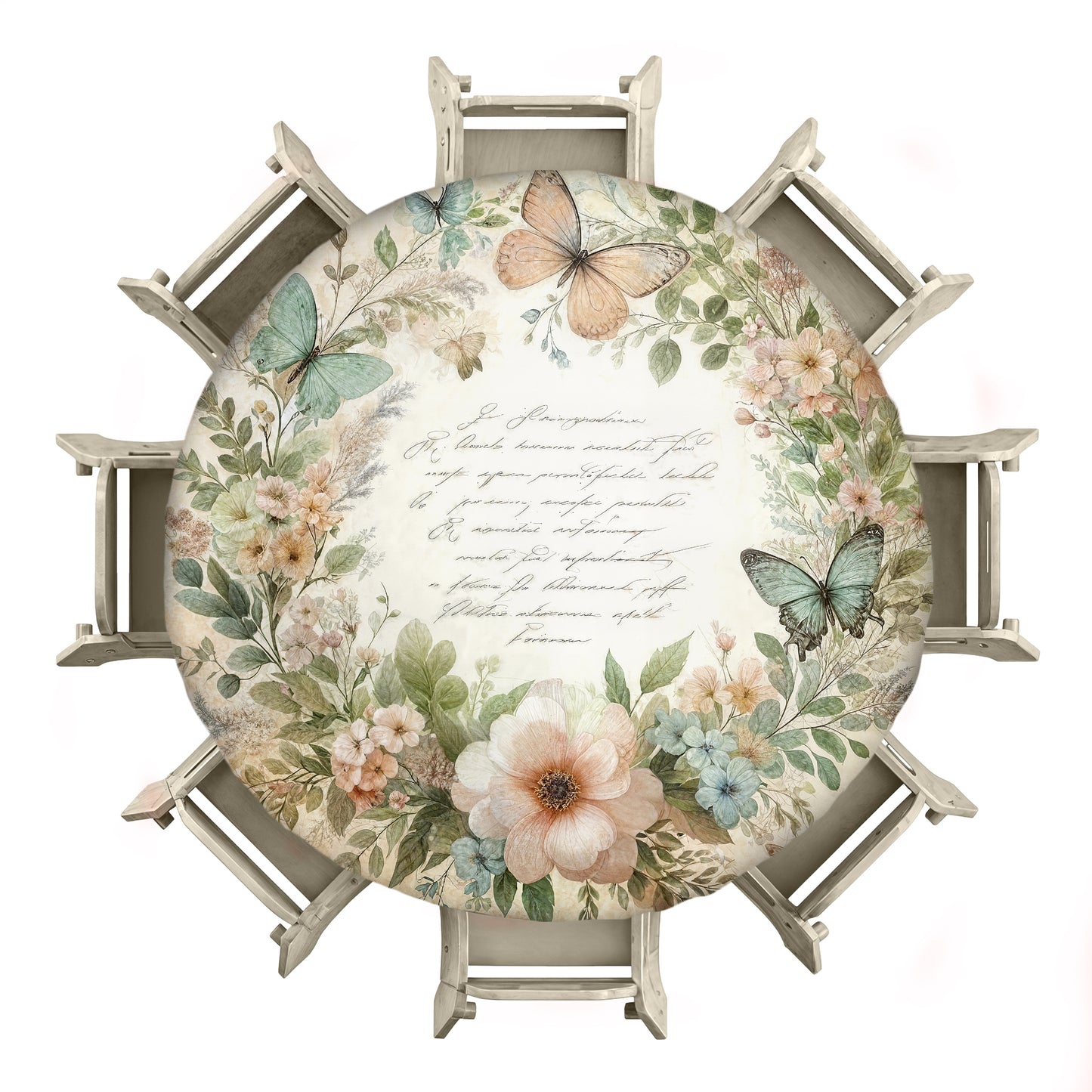 Cream Bouquet 2,3m Round Tablecloth