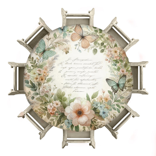 Cream Bouquet 2,3m Round Tablecloth