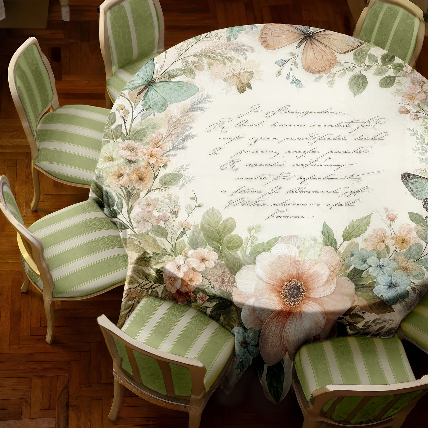 Cream Bouquet 2,3m Round Tablecloth