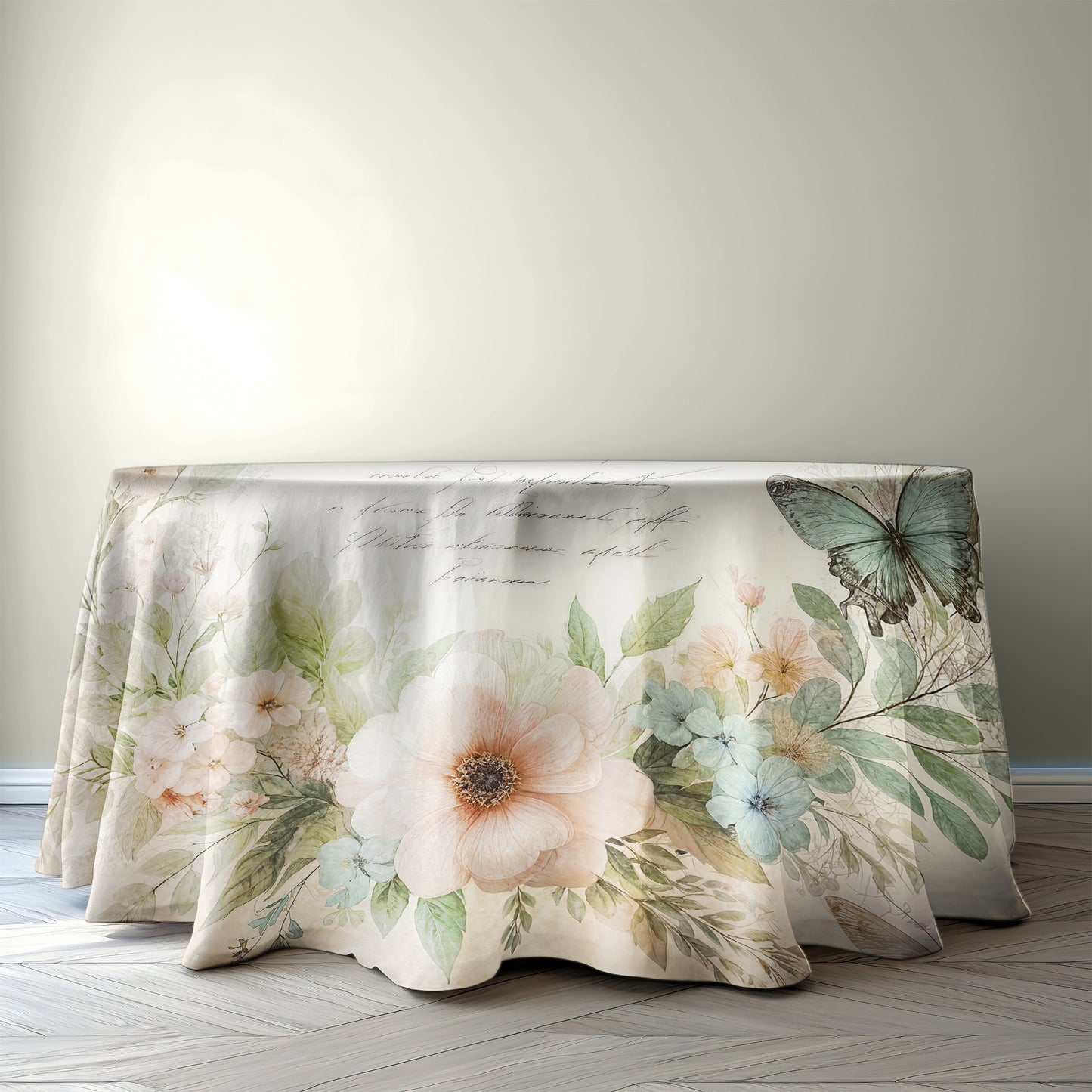 Cream Bouquet 2,3m Round Tablecloth