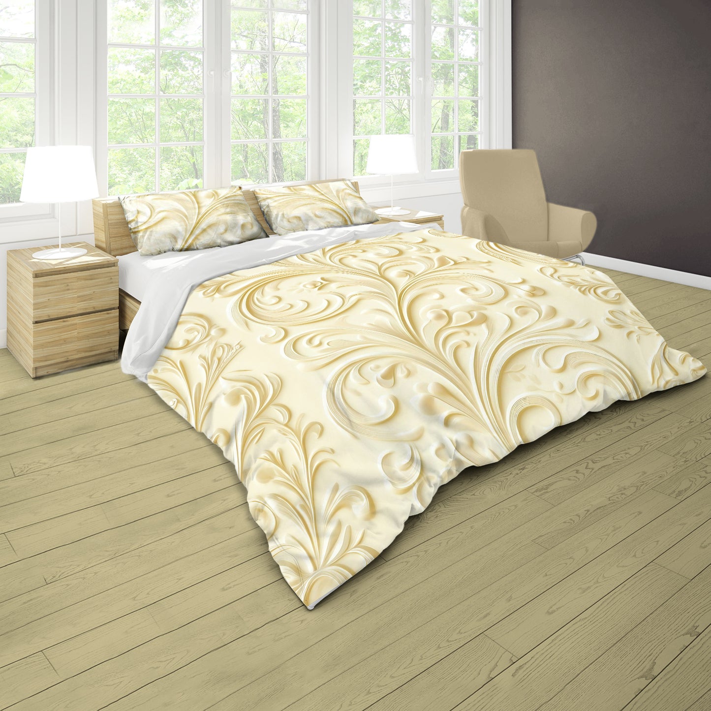 Cream Pattern Duvet Cover Set