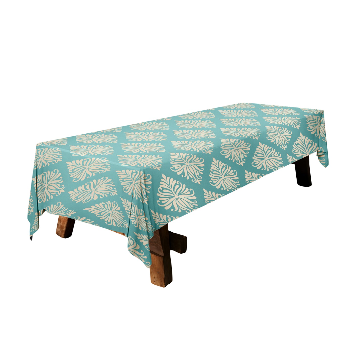 Cream Pattern on Sage Green 3m Rectangle Tablecloth