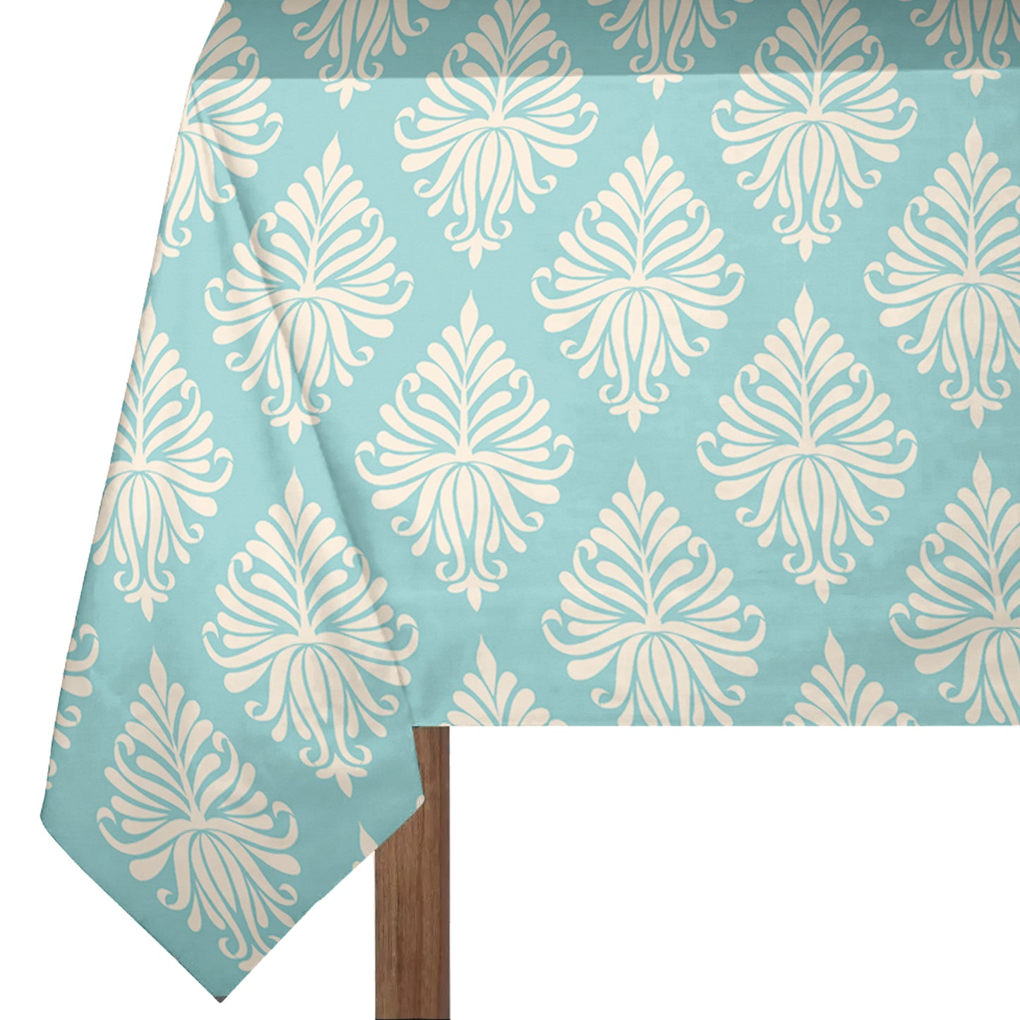 Cream Pattern on Sage Green 3m Rectangle Tablecloth