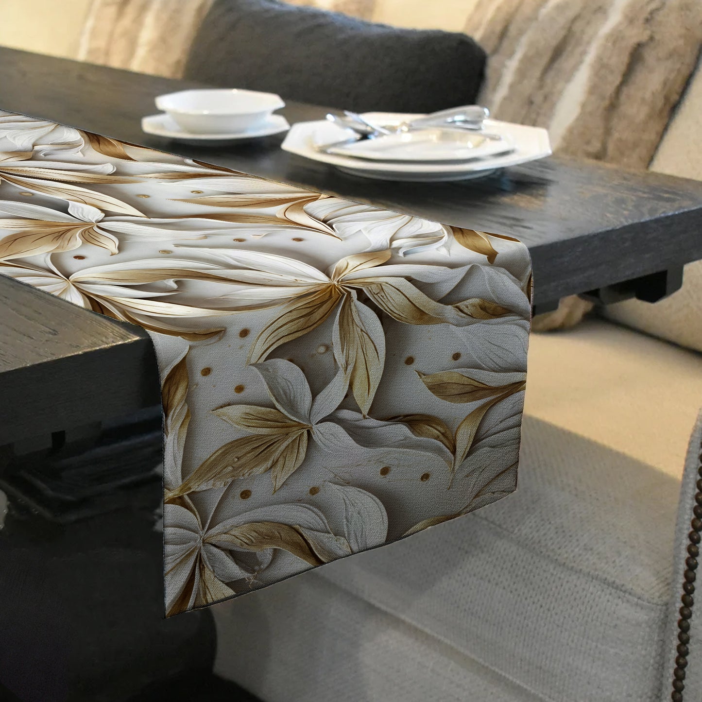 Cream Petals 160cm Table Runner