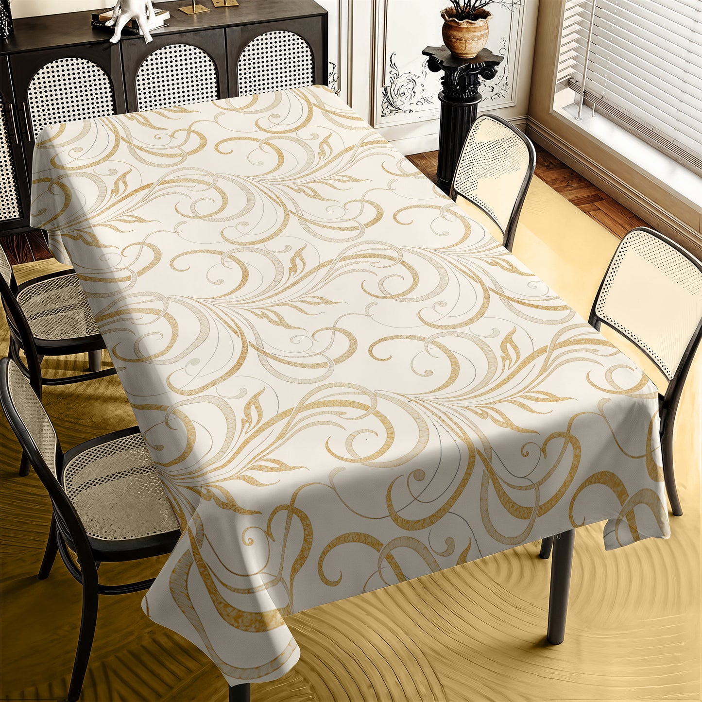 Cream Swirls Rectangle Tablecloth