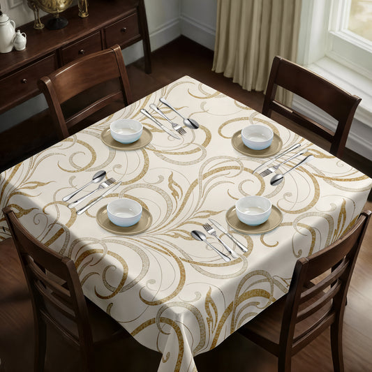 Cream Swirls Square Tablecloth
