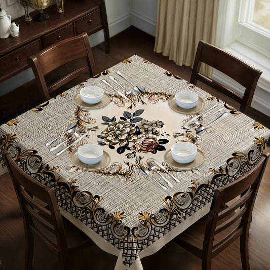 Cream and Beige Combination Square Tablecloth