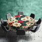 Cream and Emerald Green Round Tablecloth