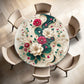 Cream and Emerald Green Round Tablecloth