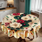 Cream and Emerald Green Round Tablecloth