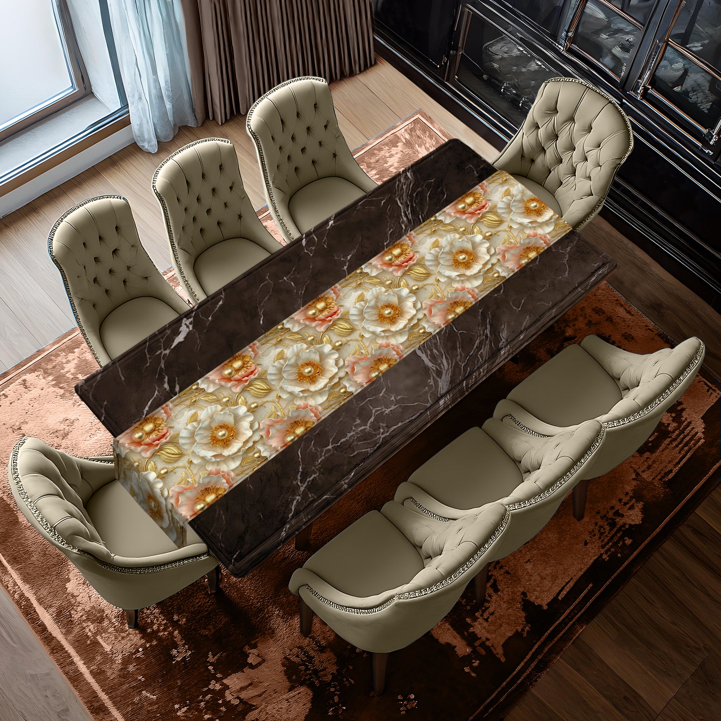 Cream And Gold Table Runner