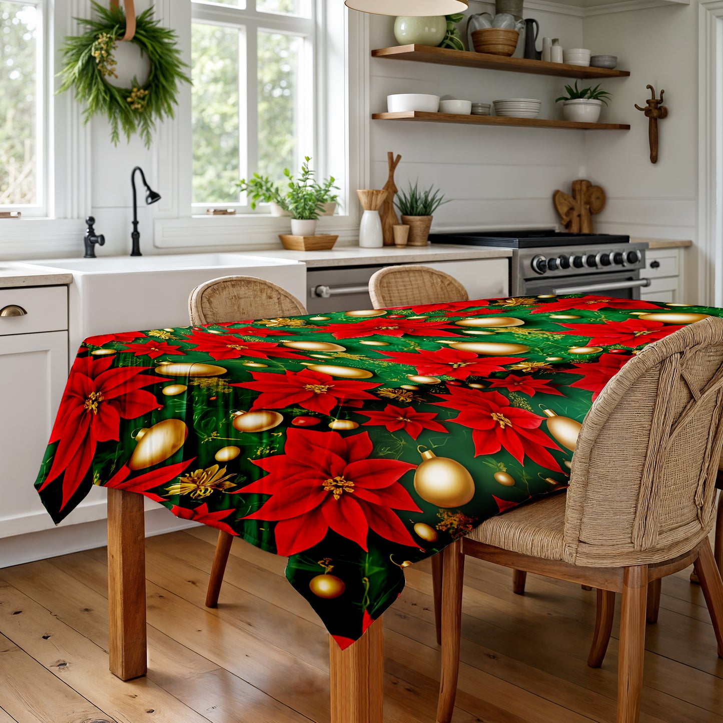 Crimson Christmas Rectangle Tablecloth