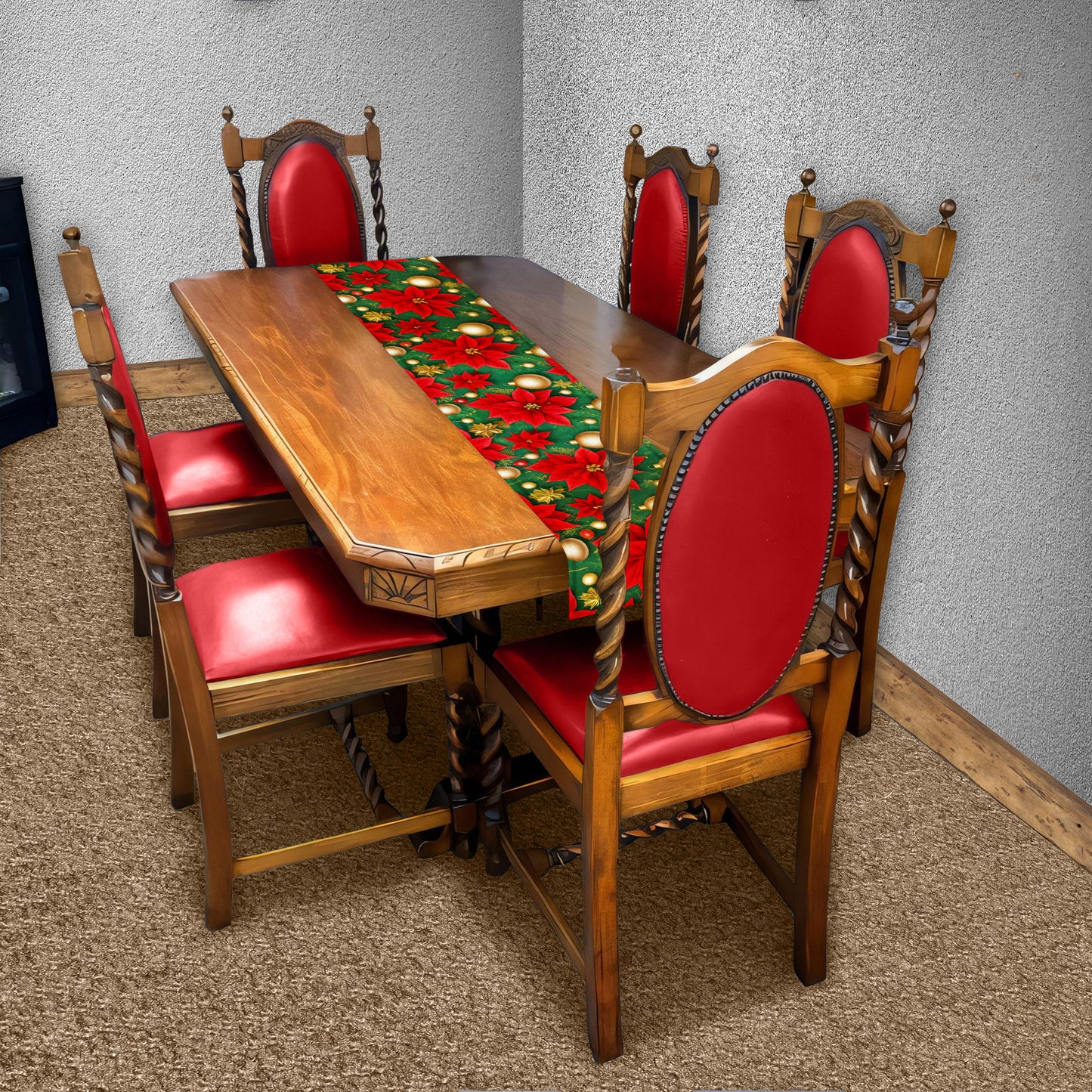 Crimson Christmas Table Runner