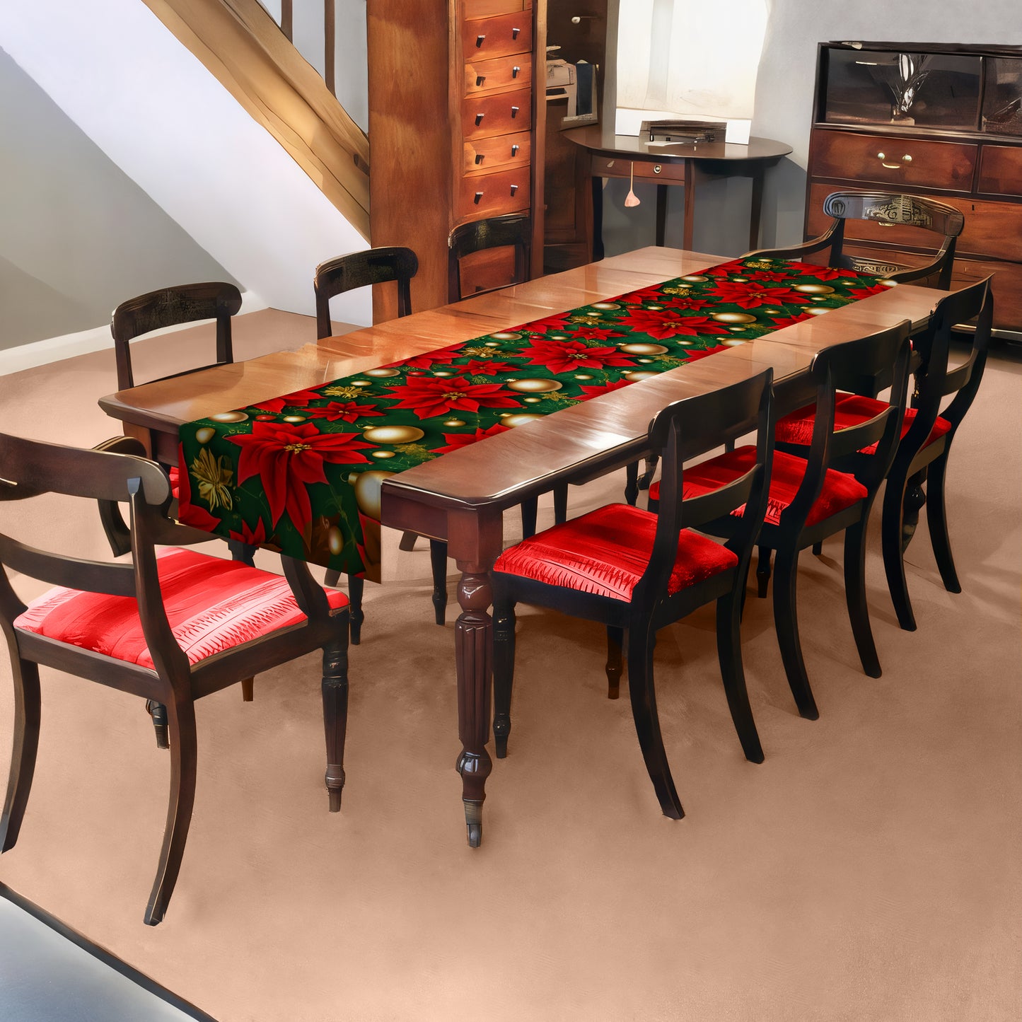 Crimson Christmas Table Runner