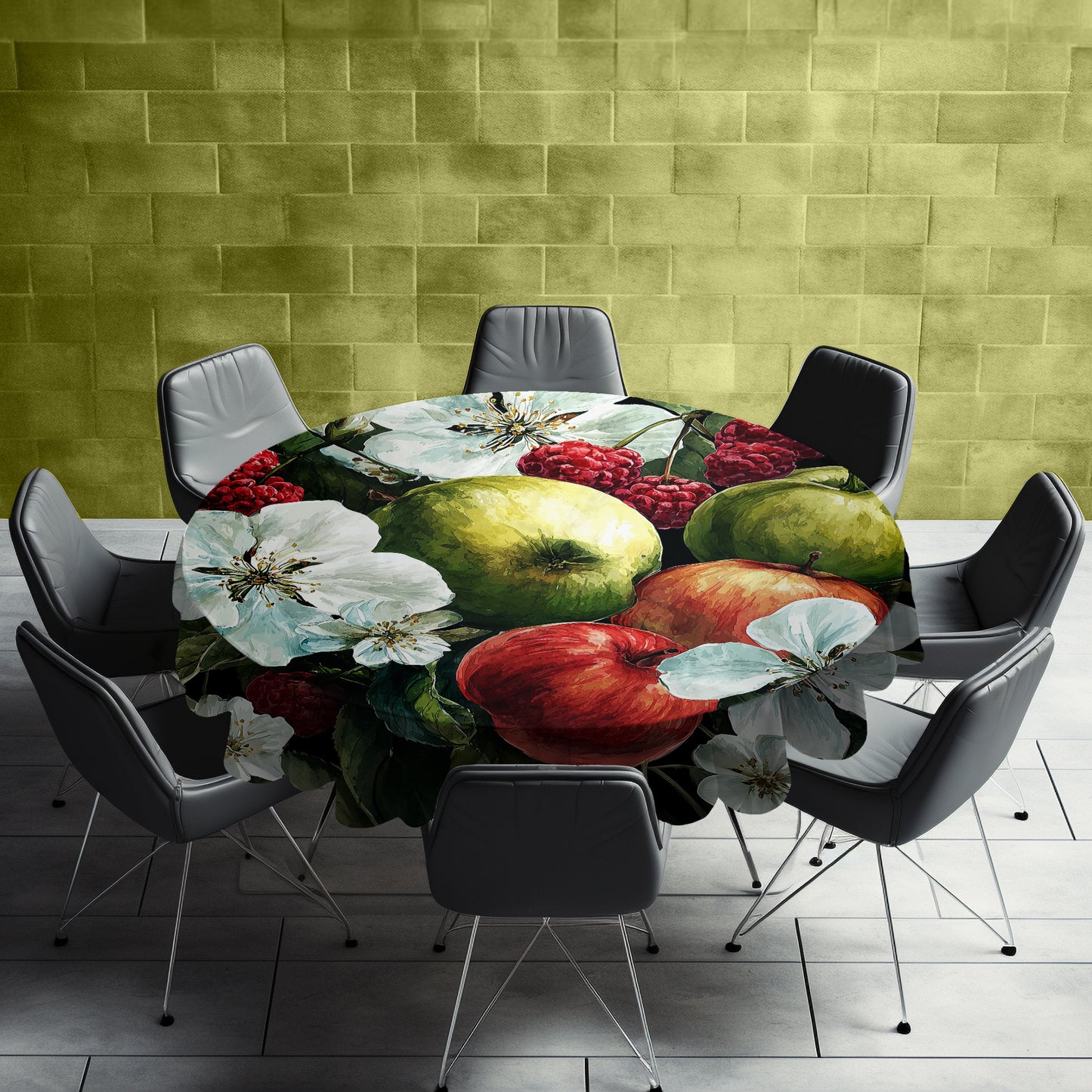 Crimson Harvest Bloom Round Tablecloth by Wikus Schalkwyk