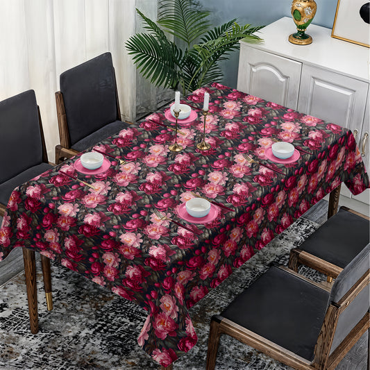 Crimson Peonies Rectangle Tablecloth
