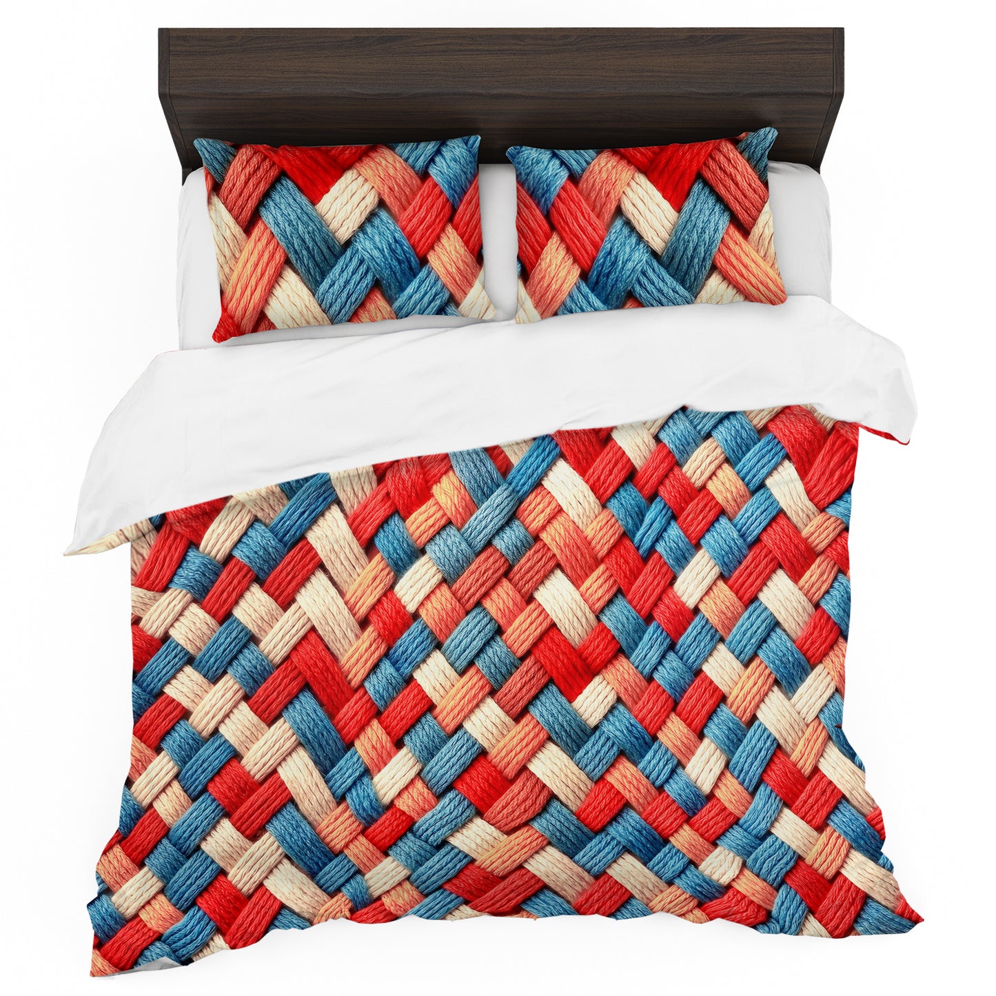 Crimson & Cobalt Weave Duvet Cover Set