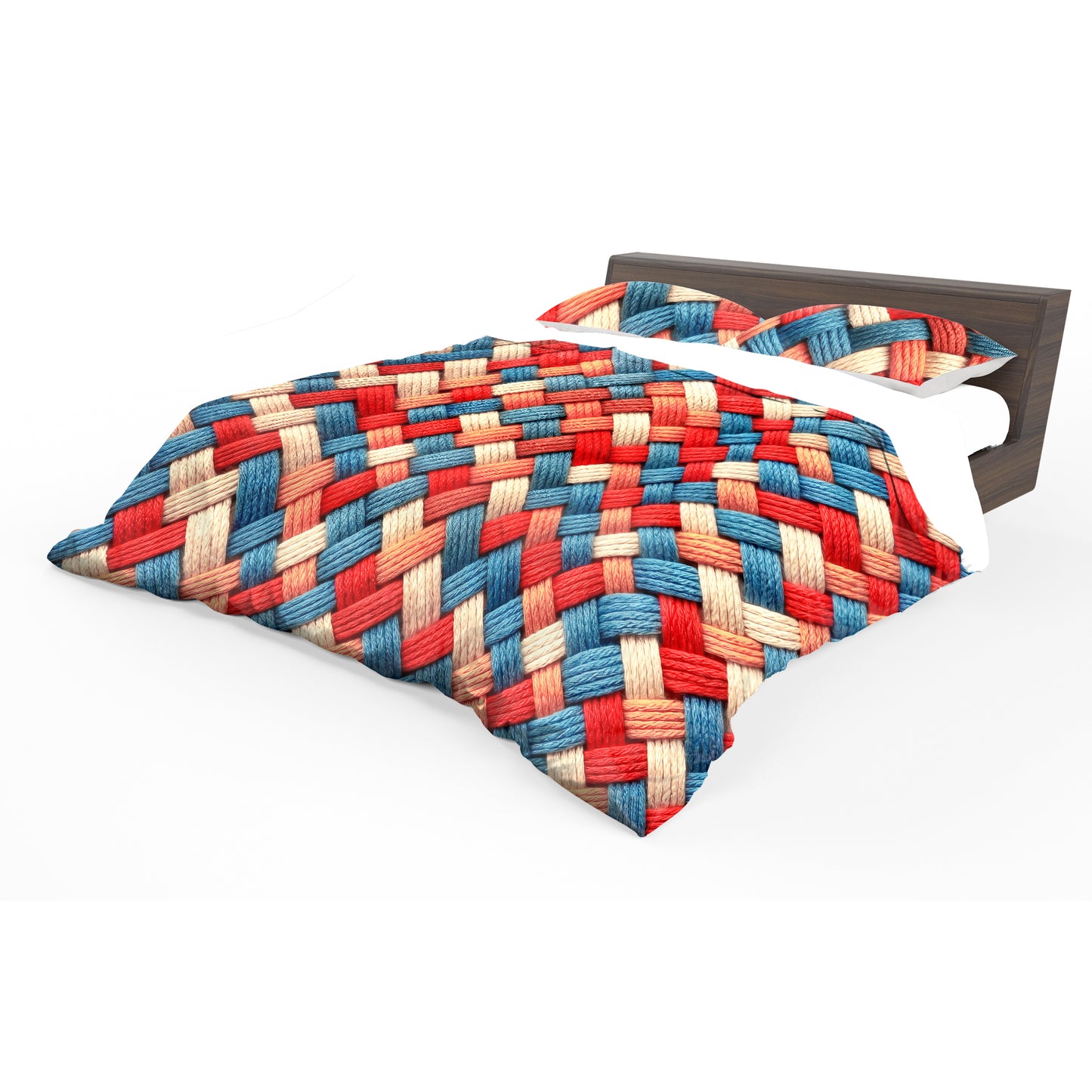 Crimson & Cobalt Weave Duvet Cover Set