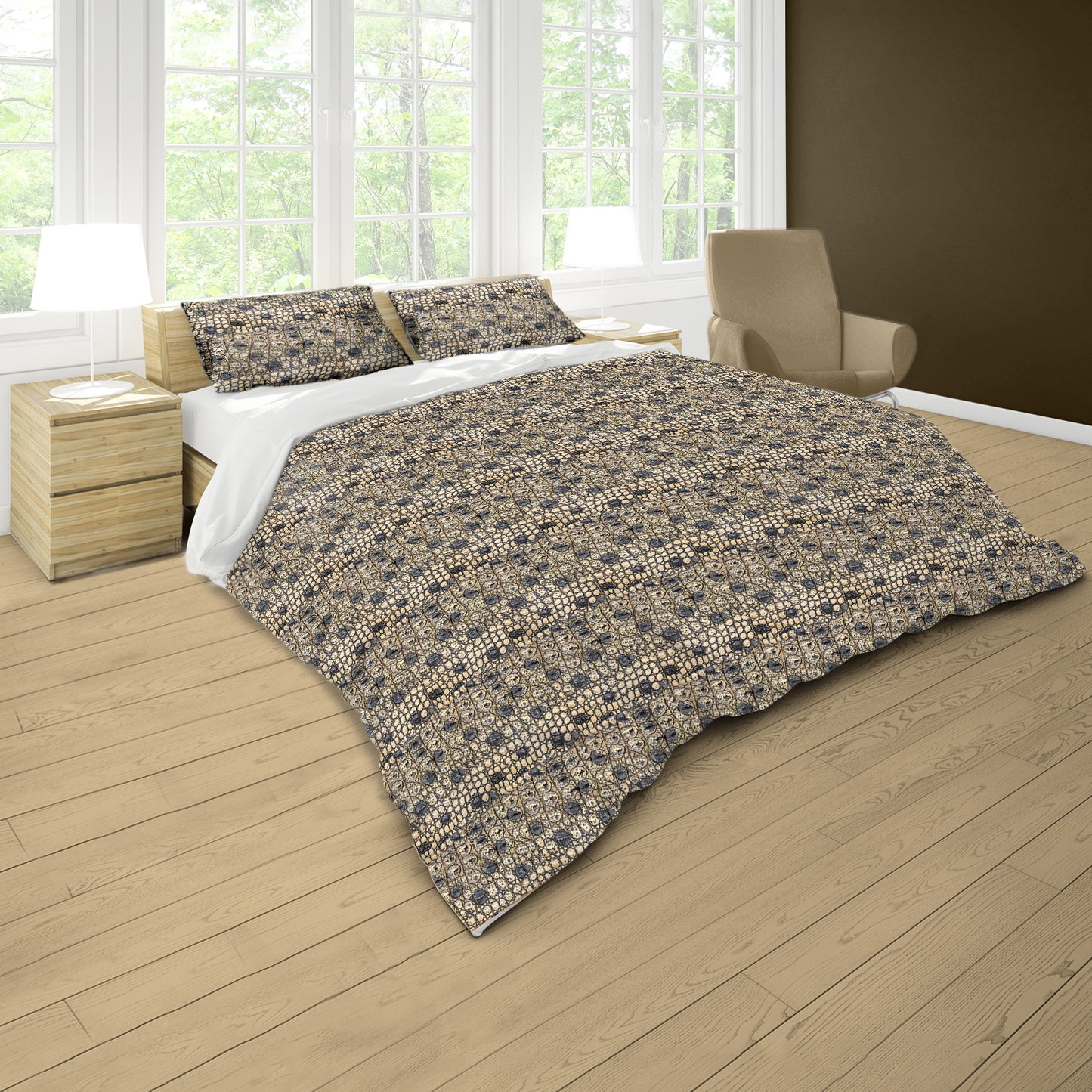 Crocodile Leather Duvet Cover Set
