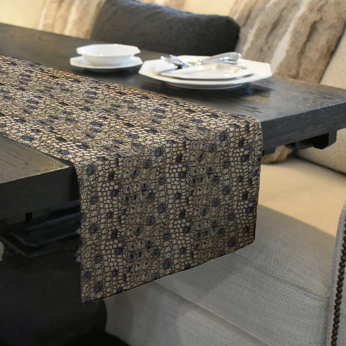 Crocodile Leather Table Runner