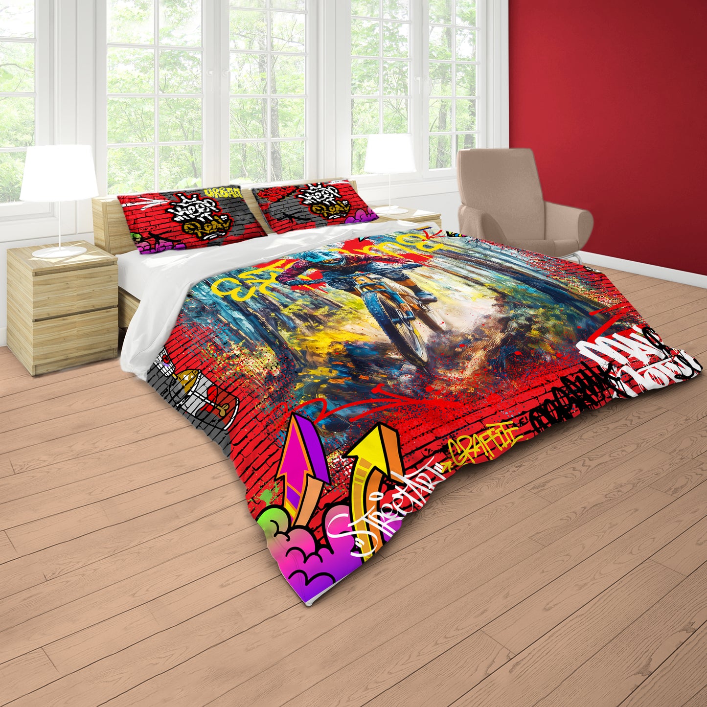 Cross Graffiti Duvet Cover Set