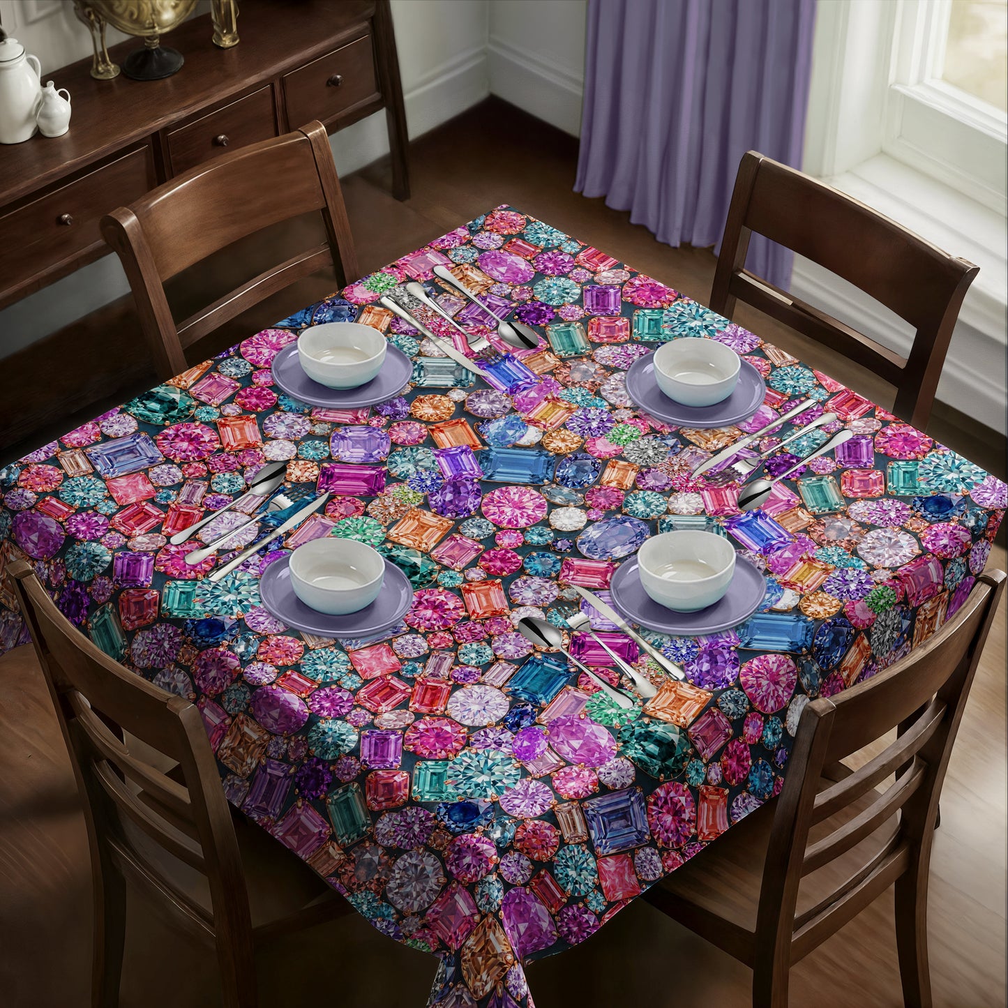 Crown Jewels Mosaic Square Tablecloth