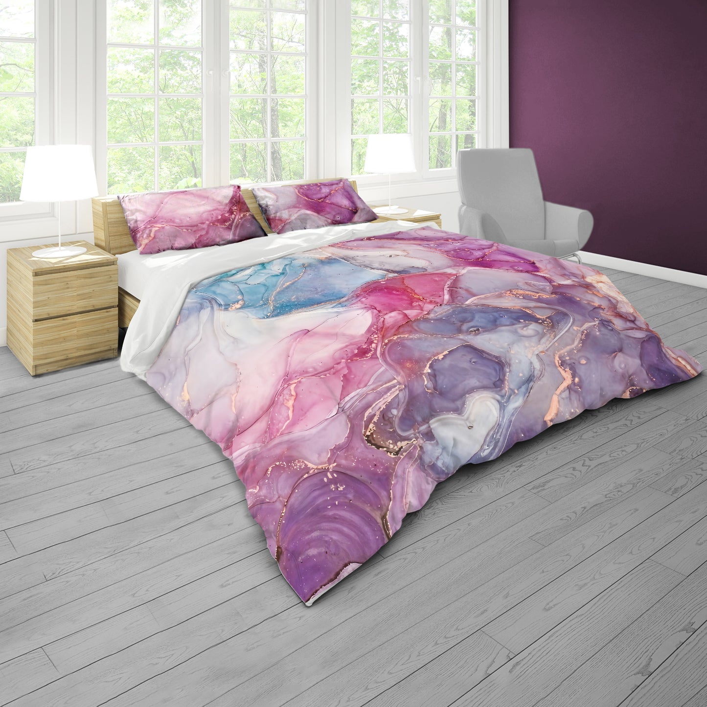 Crushed Purple Duvet Cover Set