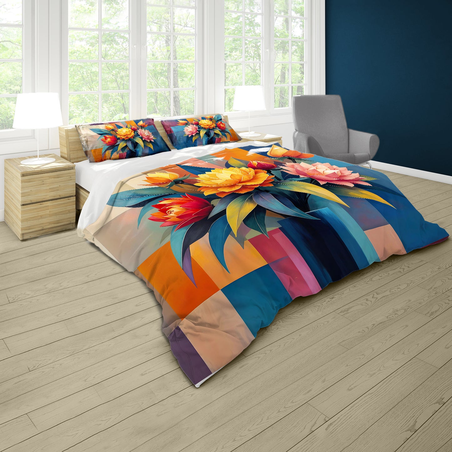 Cubic Bouquet Duvet Cover Set