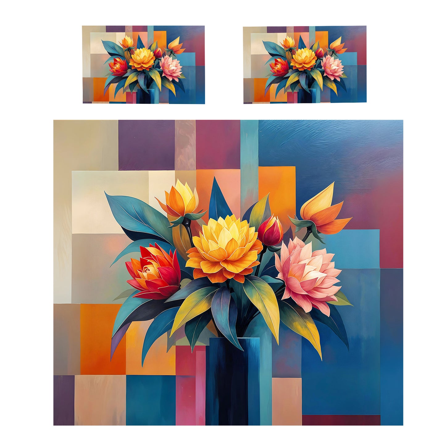 Cubic Bouquet Duvet Cover Set