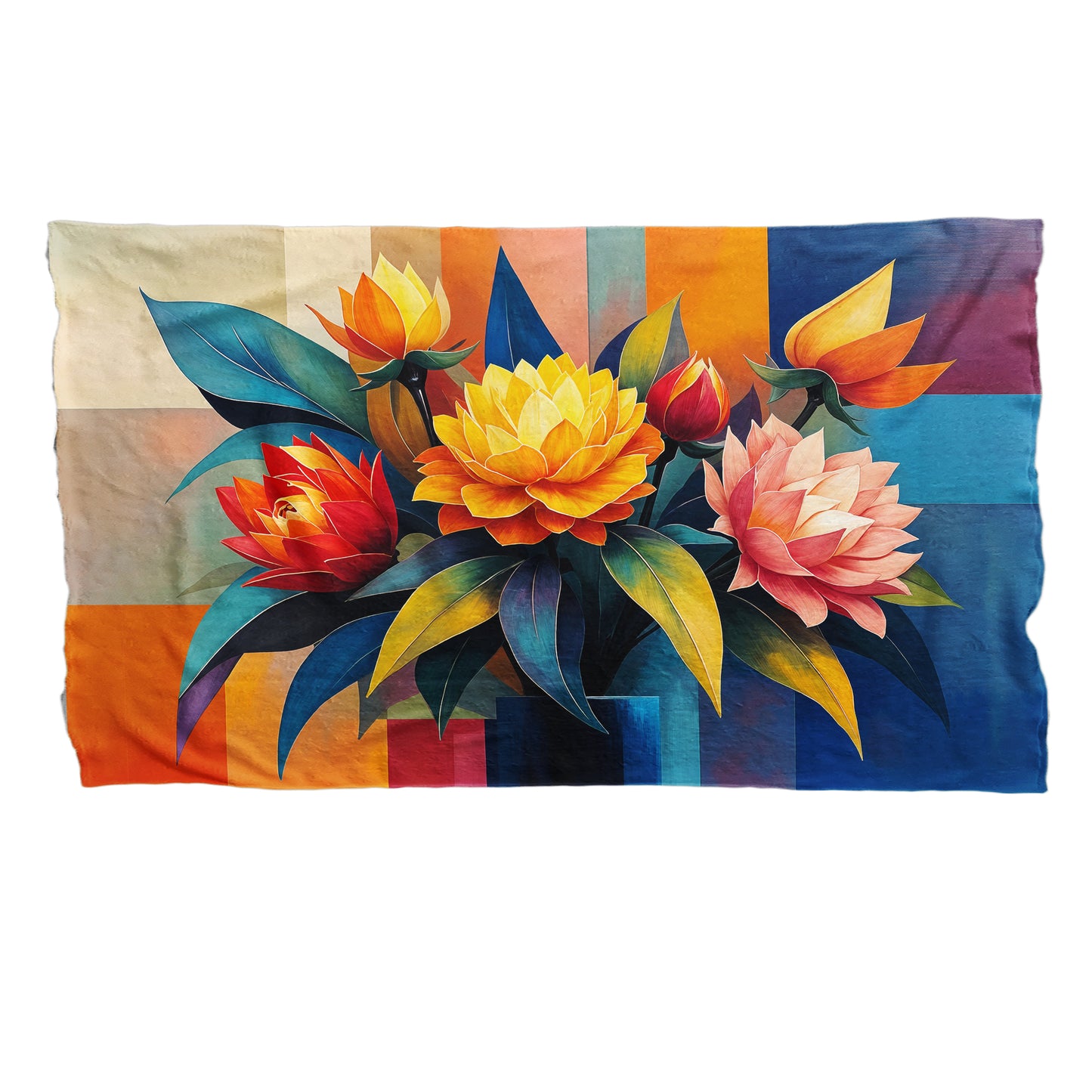 Cubic Bouquet Of Flowers Bed Throw