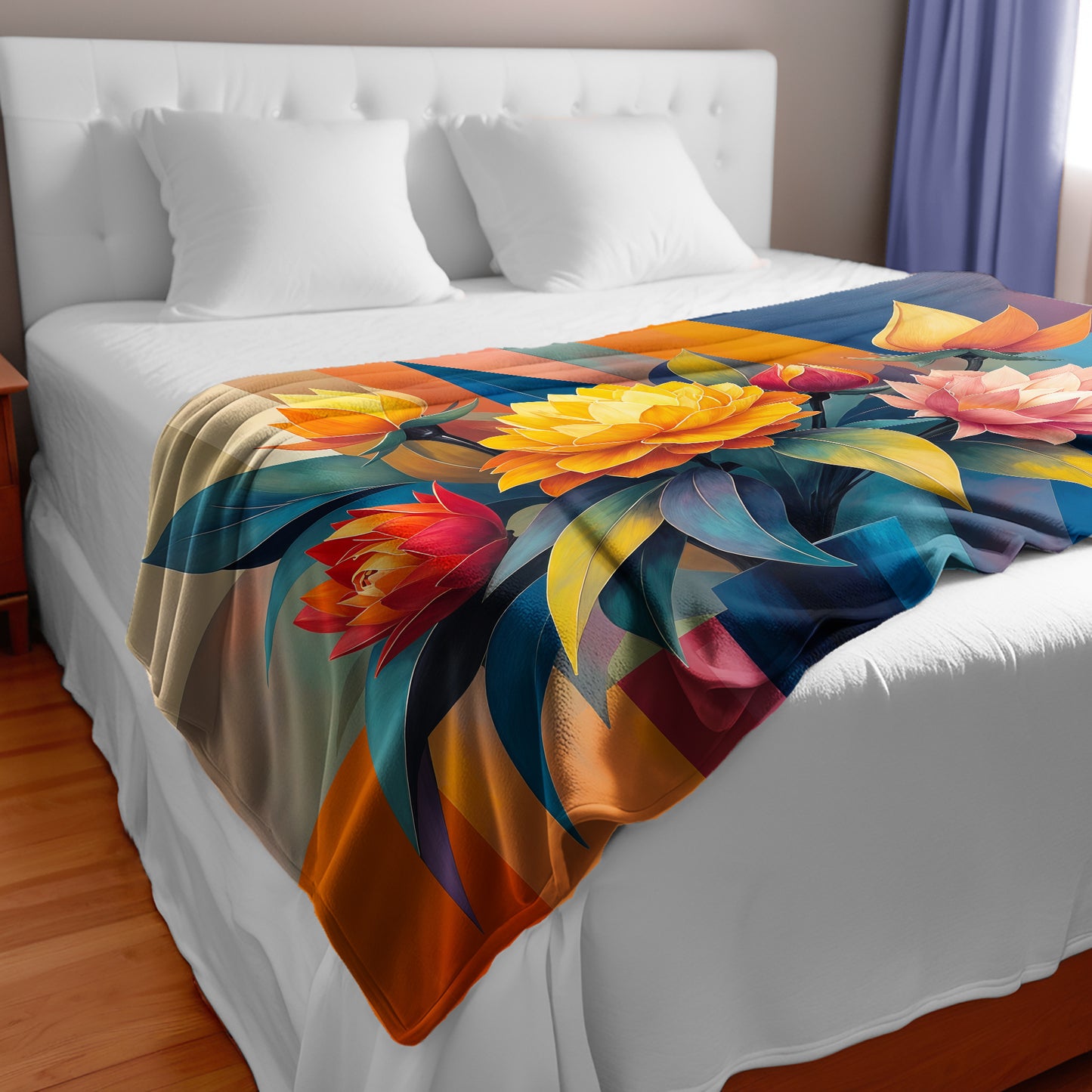 Cubic Bouquet Of Flowers Bed Throw