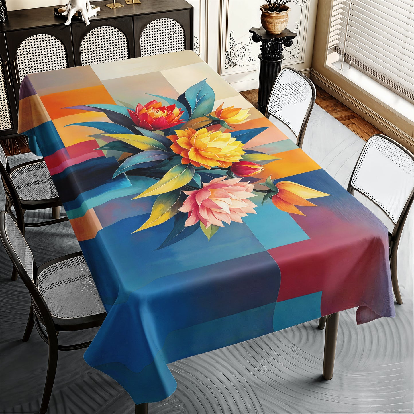 Cubic Bouquet Rectangle Tablecloth