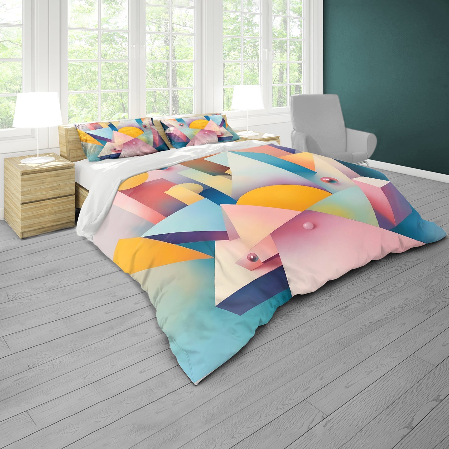 Cubism Pastel Art Duvet Cover Set