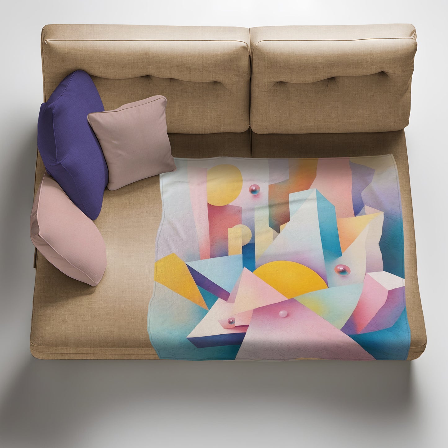Cubism Pastel Art Light Weight Fleece Blanket