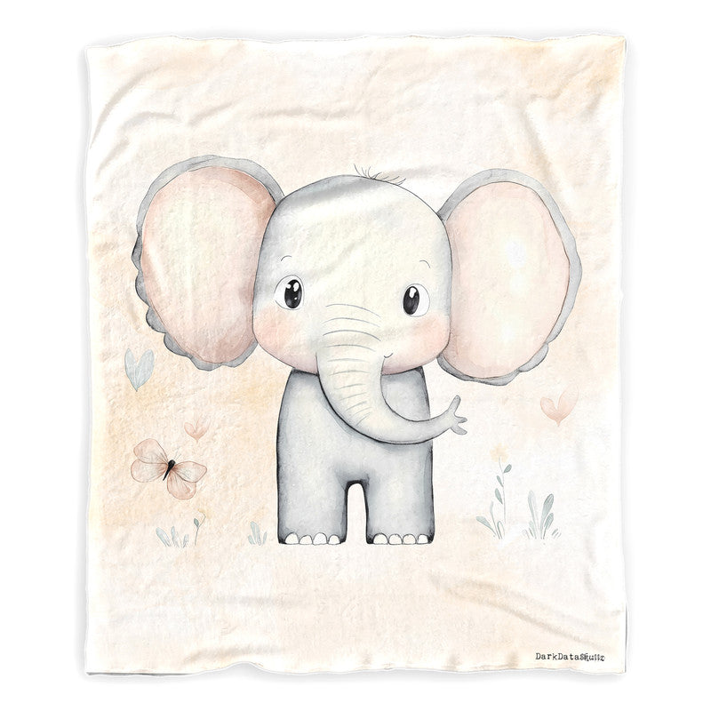Cute Baby Elephant Minky Blanket by Wikus Schalkwyk