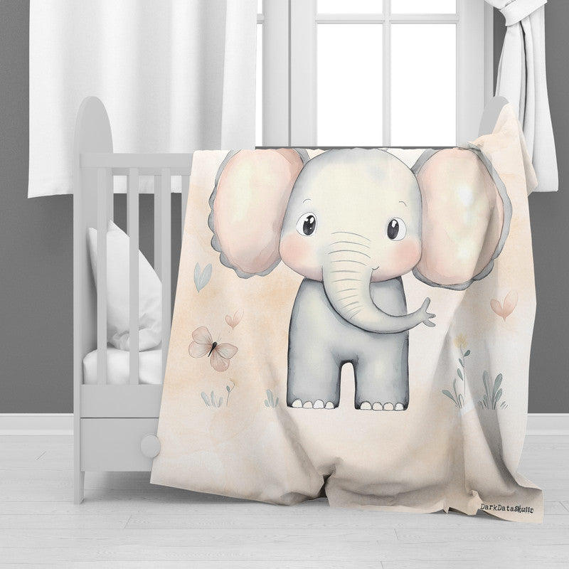 Cute Baby Elephant Minky Blanket by Wikus Schalkwyk