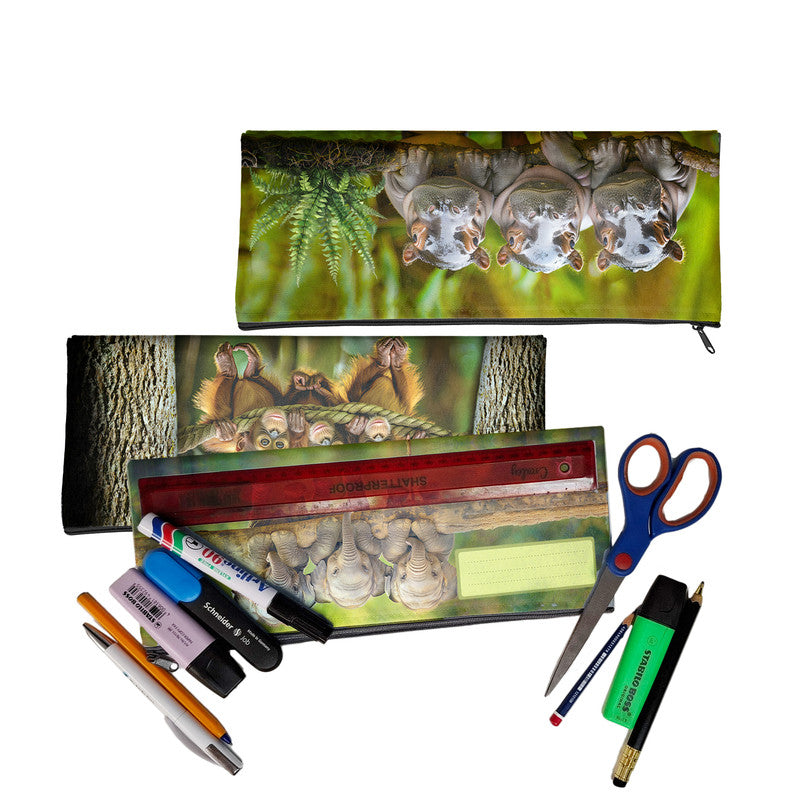 Zip & Go Cute Forest Animals Pencil Bags Set of 3