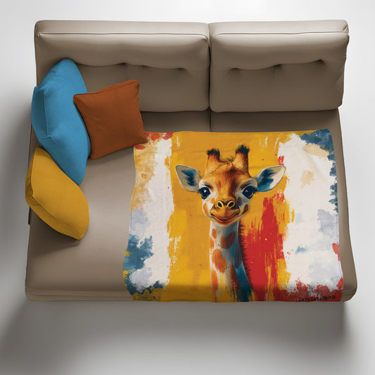 Cute Giraffe Light Weight Fleece Blanket by Wikus Schalkwyk