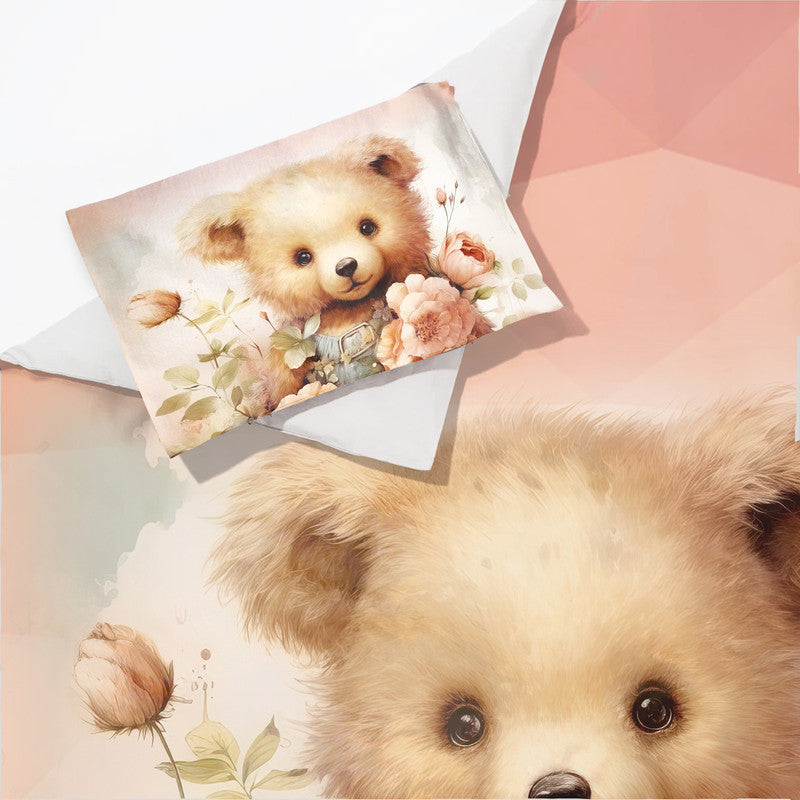 Cute Soft Floral Teddy Cot Set