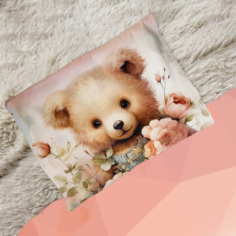 Cute Soft Floral Teddy Cot Set