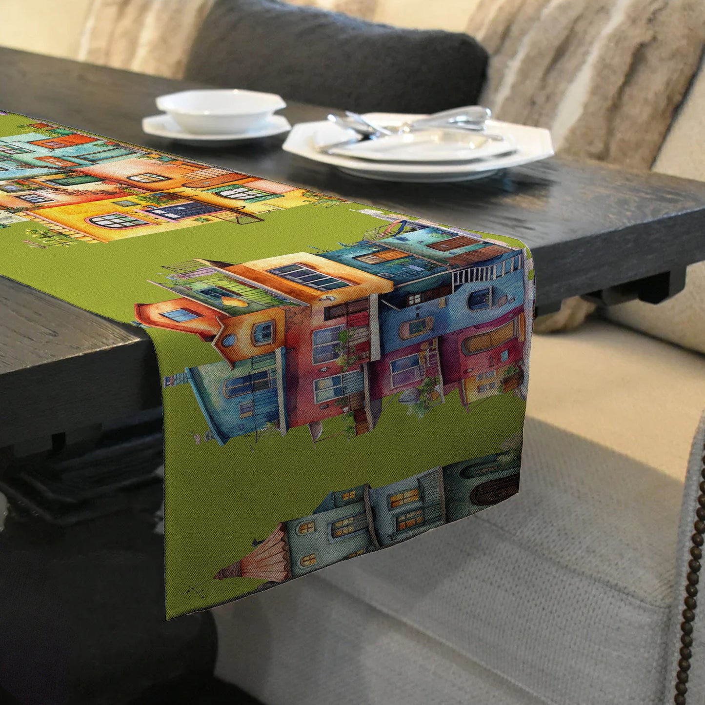 Cute Apartments Table Runner by Mark van Vuuren