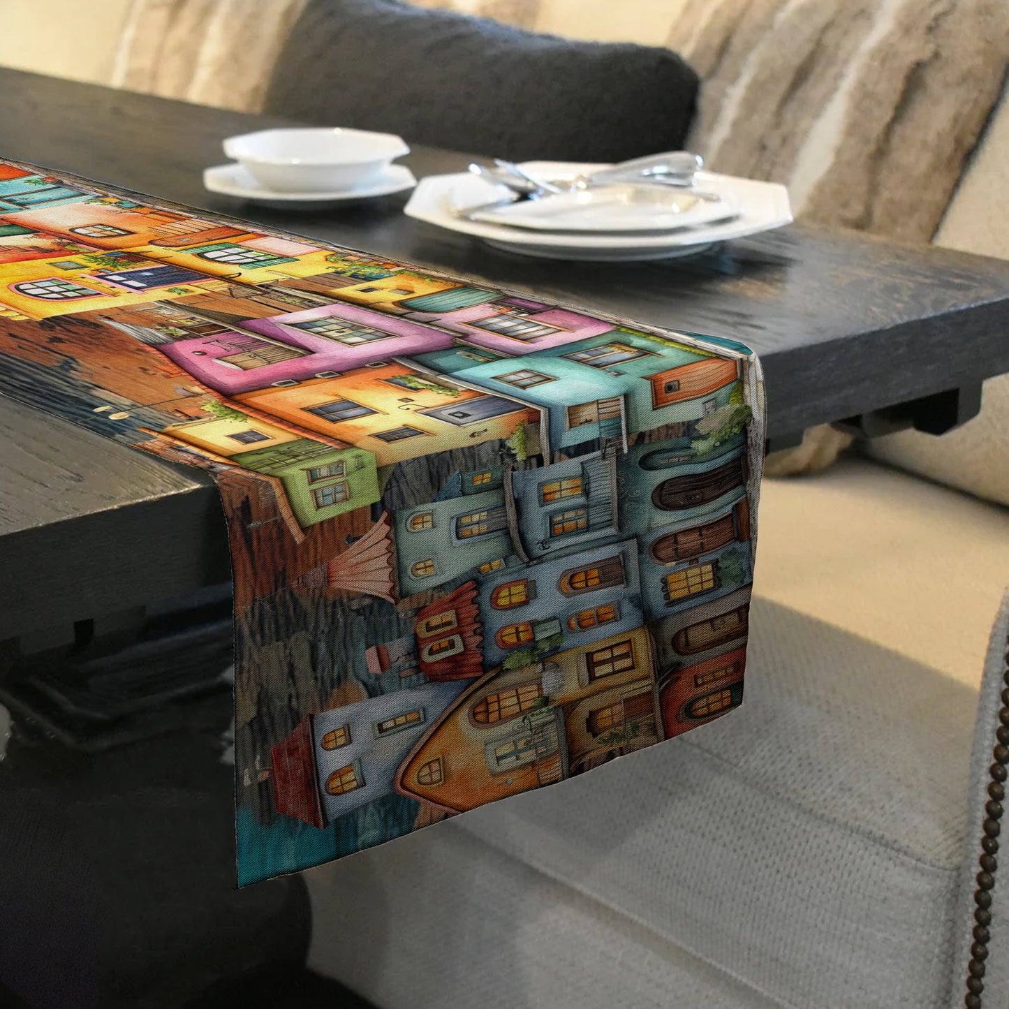 Cute Apartments Table Runner by Mark van Vuuren