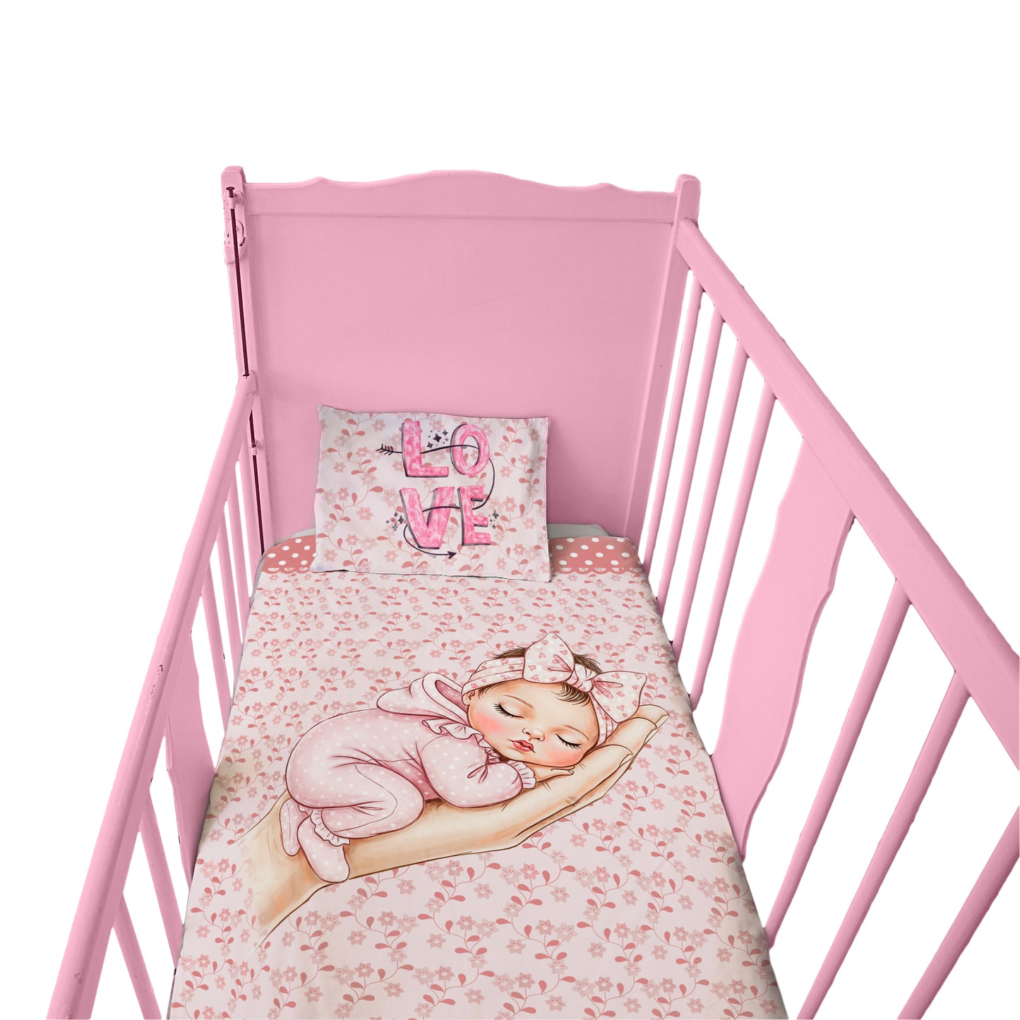 Cute Baby Girl Cot Set