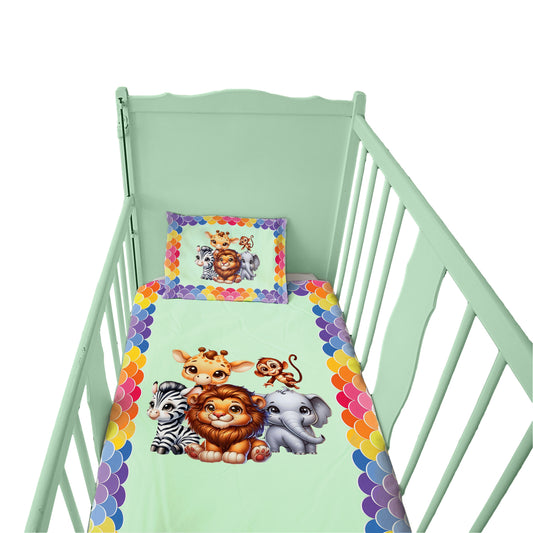Cute Baby Safari Animals Cot Set