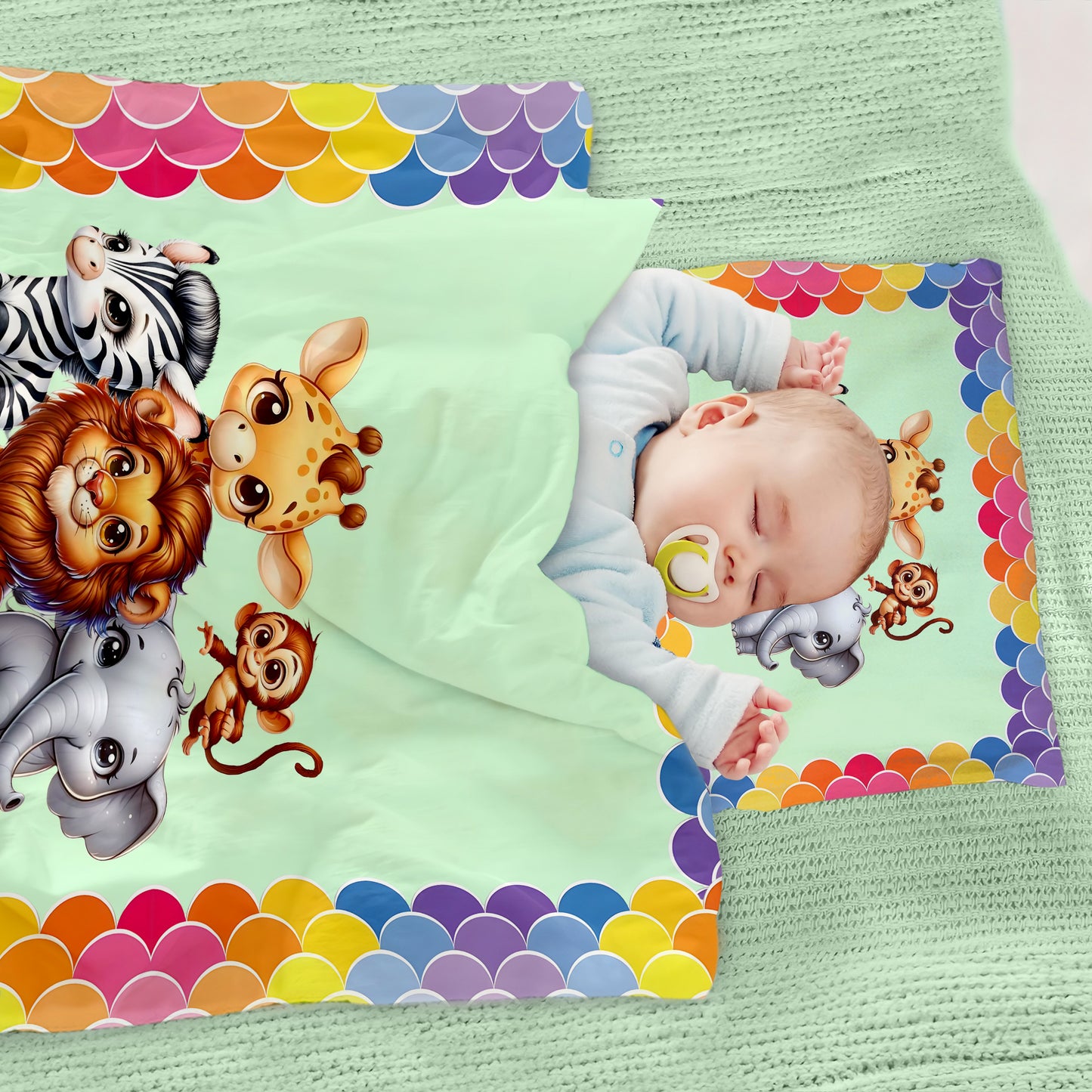 Cute Baby Safari Animals Cot Set
