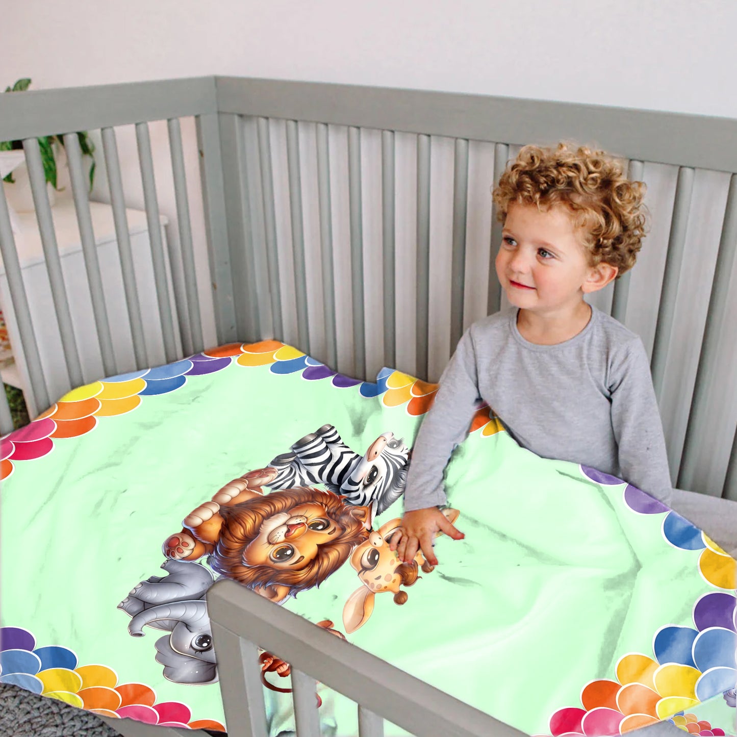 Cute Baby Safari Animals Cot Set